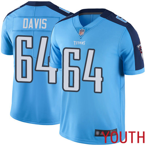 Tennessee Titans Limited Light Blue Youth Nate Davis Jersey NFL Football #64 Rush Vapor Untouchable